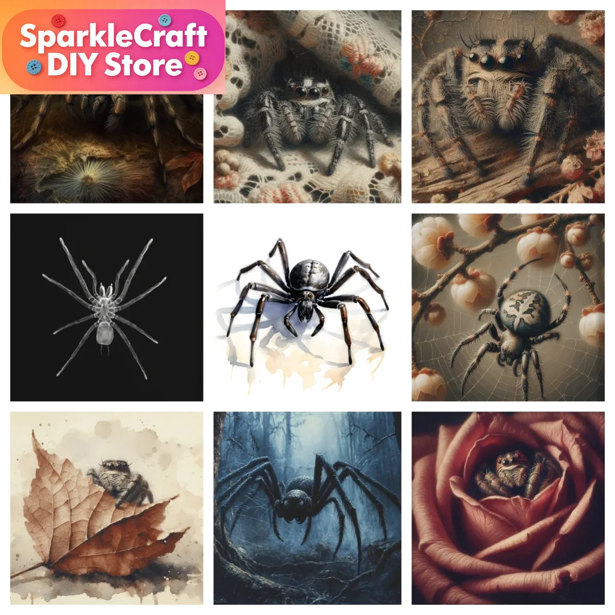 Embroidery For Beginners - 1pc frameless Black Widow Spider DIY