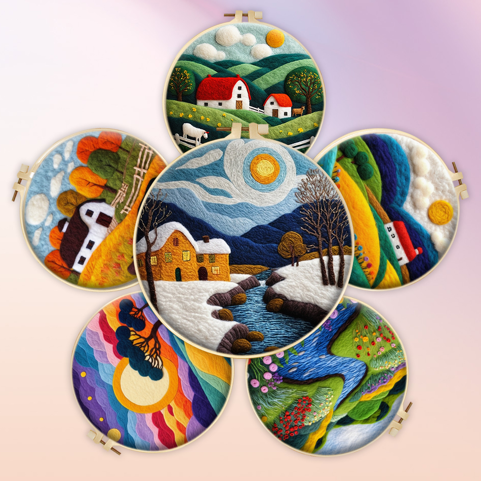 Embroidery For Beginners - CHENISTORY Wool Painting Kits Felt Craft