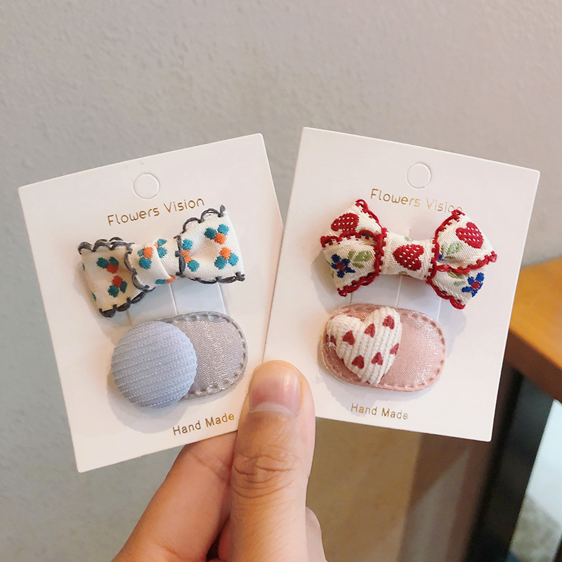 Embroidery Love - 2pcs/lot Children Hair Pins Floral Embroidery