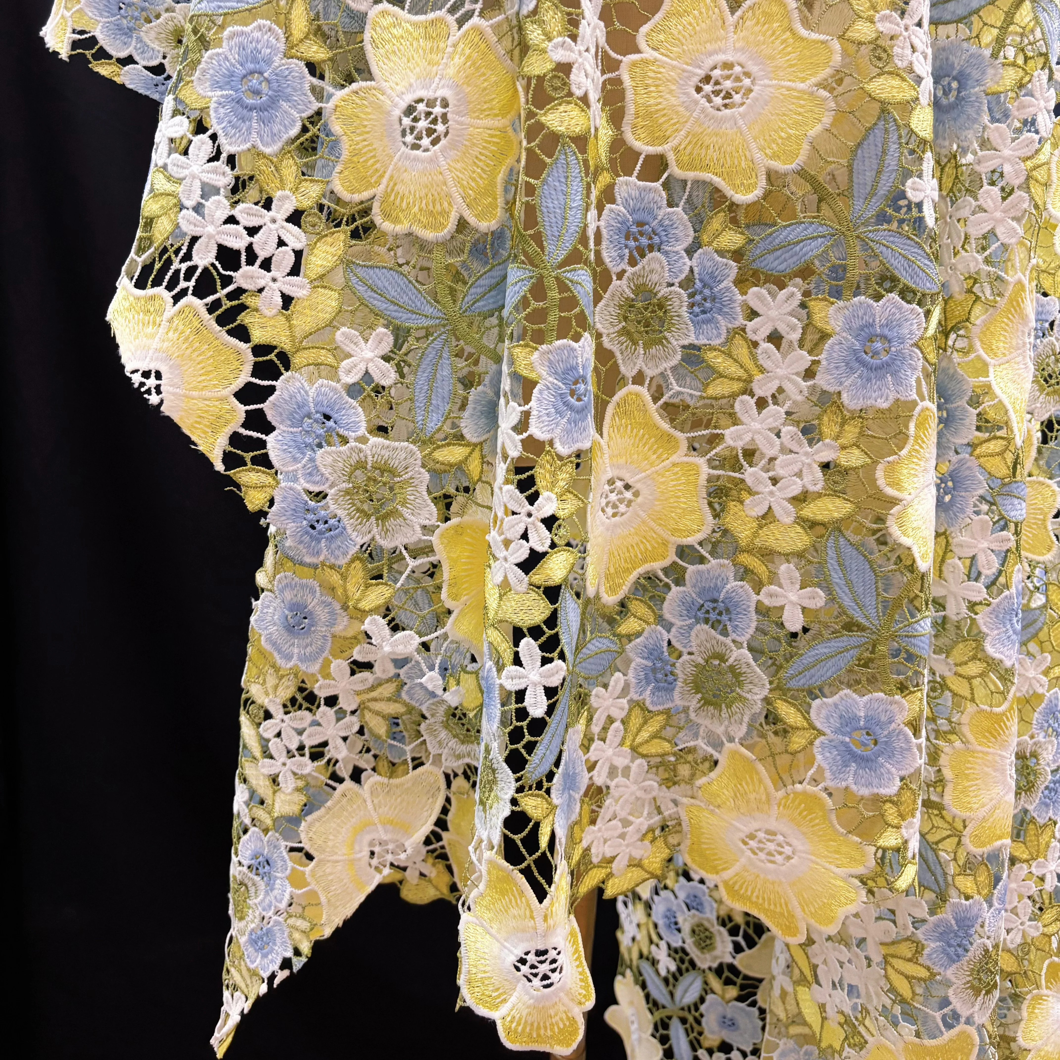 Embroidery Net Fabric - 1yard Water soluble colorful flower embroidery