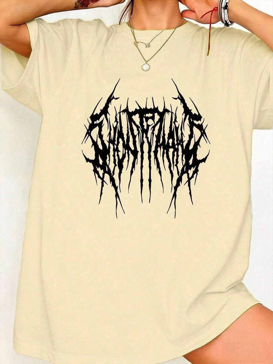 Embroidery Font Free - Oversized Loose Fit Cotton Gothic Spiky