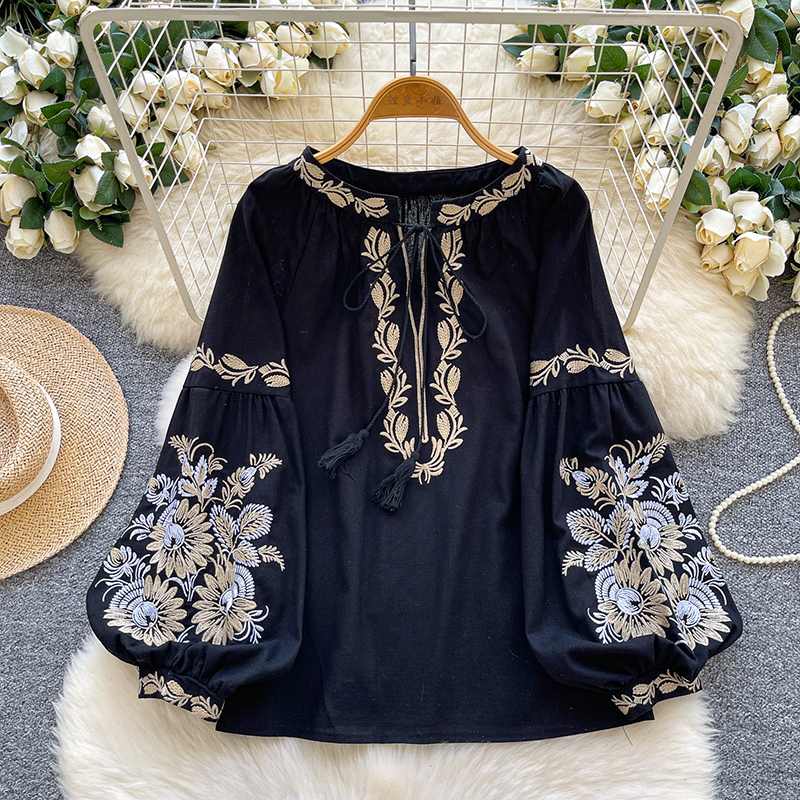 Embroidery Artist - Artistic Retro Embroidery Ethnic Style Blouse