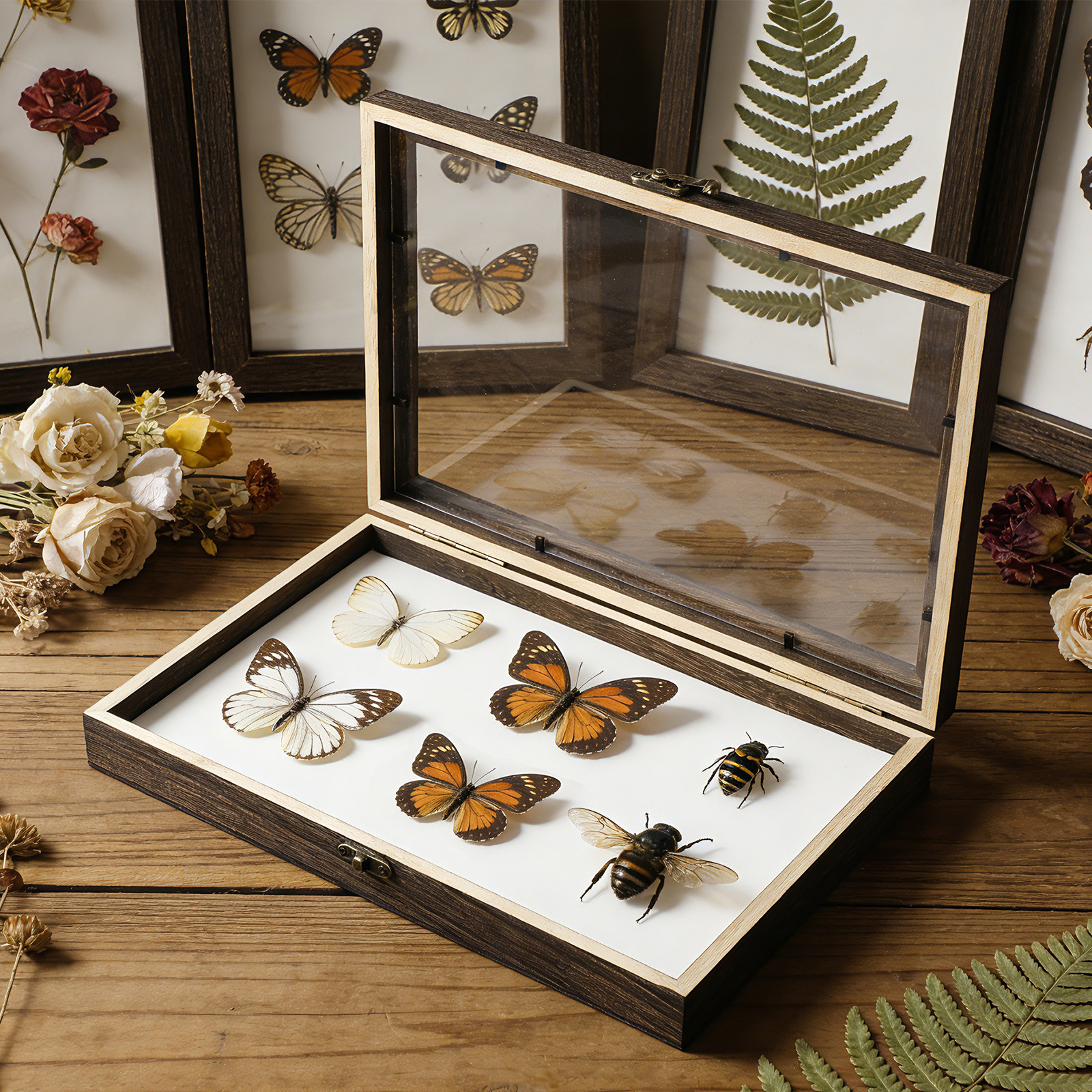 Frame Display Wood - 1Set Wood Specimen Storage Box 12.18x8.65x1.57in