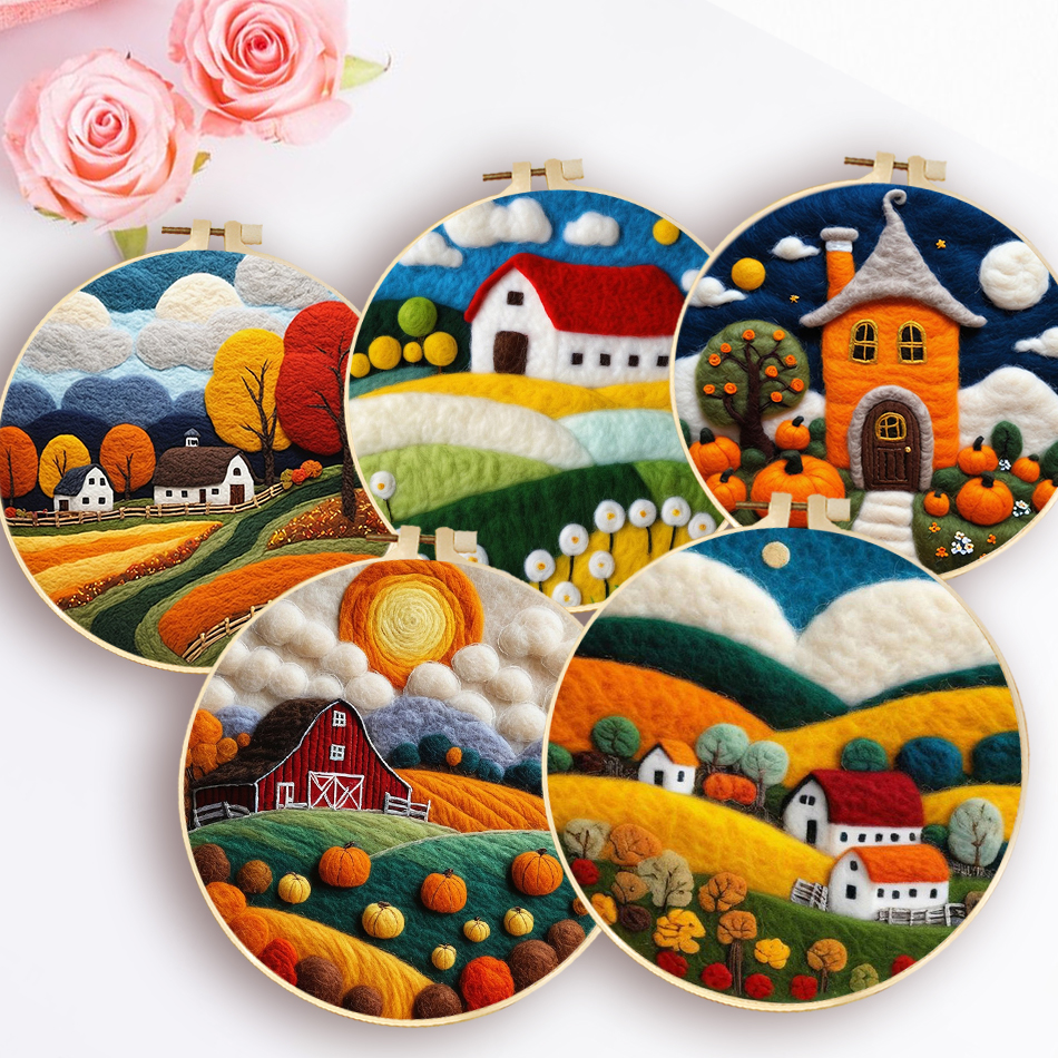 Embroidery For Beginners - 20x20cm Frame With Painting DIY Felting