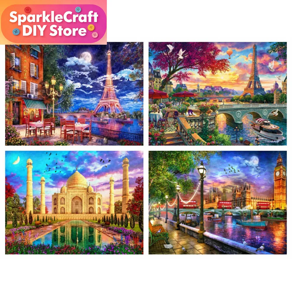 Embroidery Garments - 1pc frameless diamond painting city street