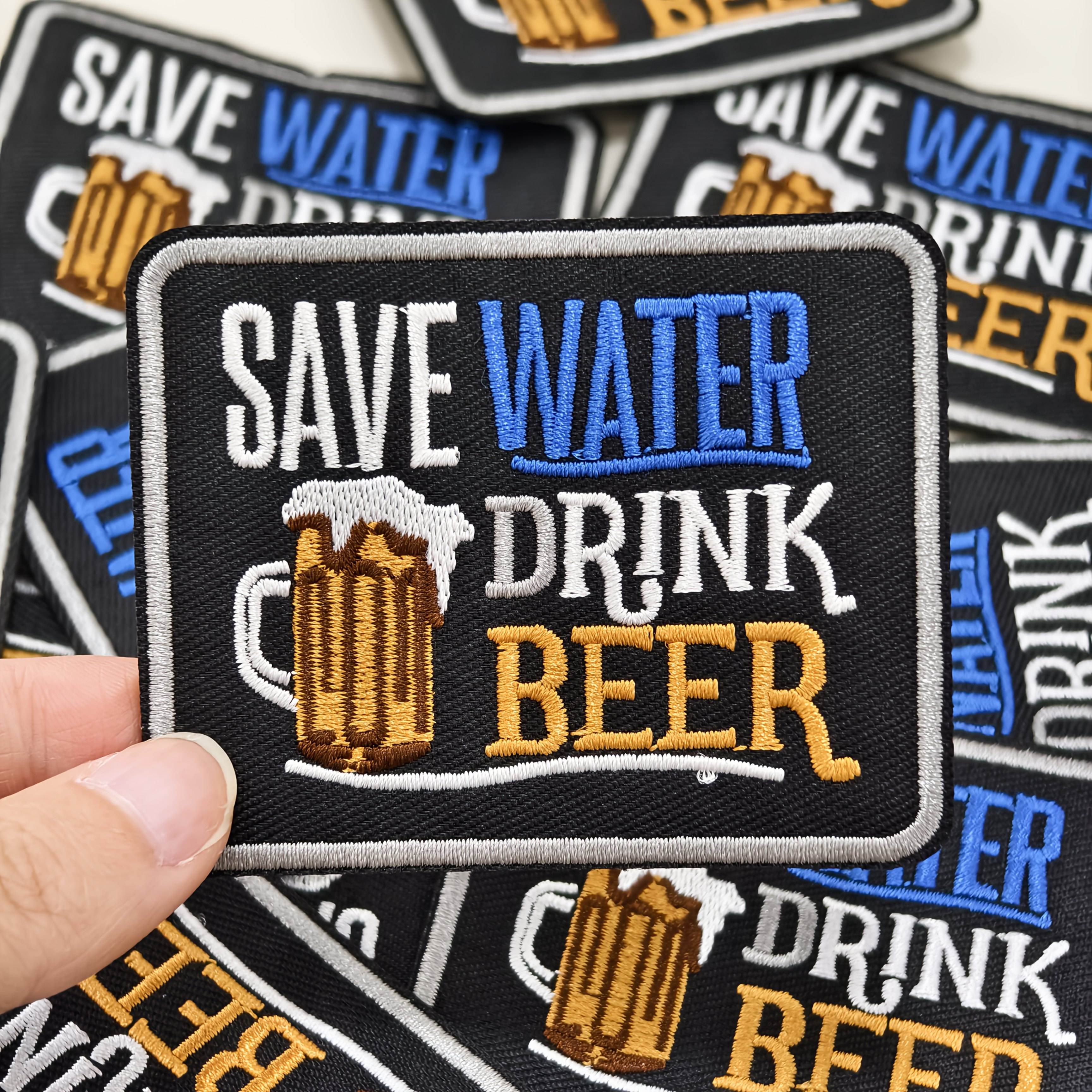 Embroidery Font Free - 2pcs of Water-saving Beer Embroidery Patches-