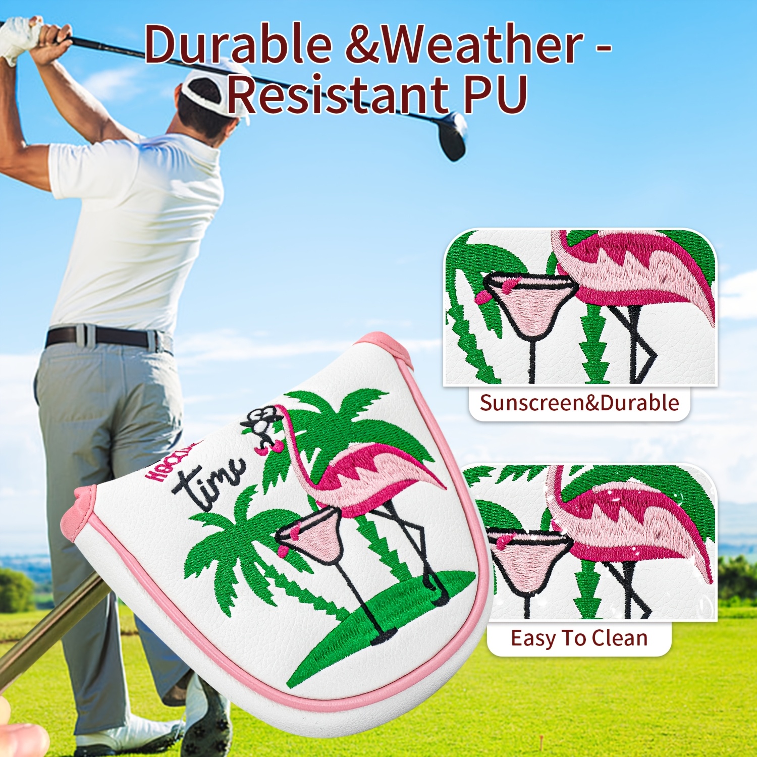 1pc Flamingo Golf Club Headcov - Embroidery Designer recensione e prezzo