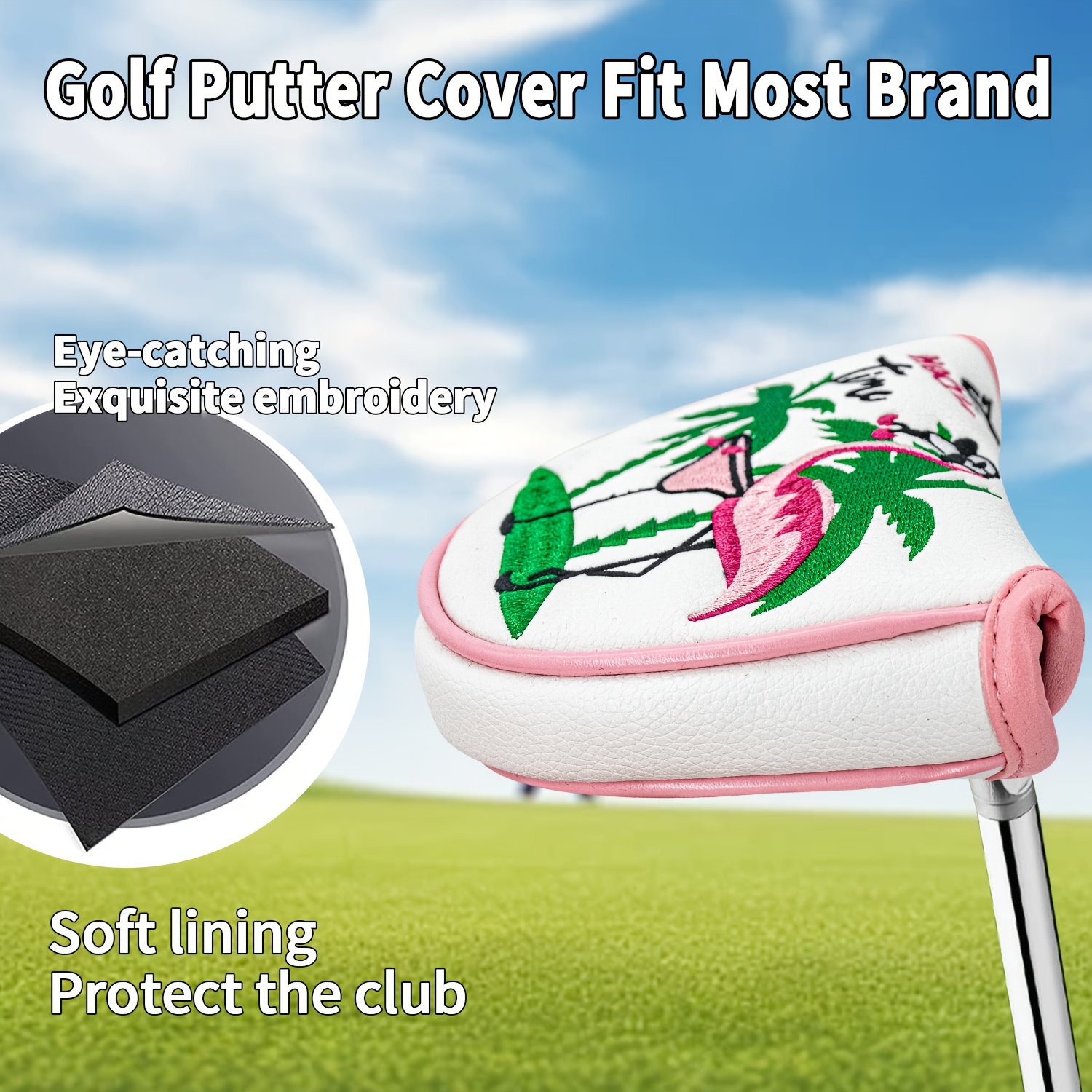 1pc Flamingo Golf Club Headcov - Embroidery Designer recensione e prezzo