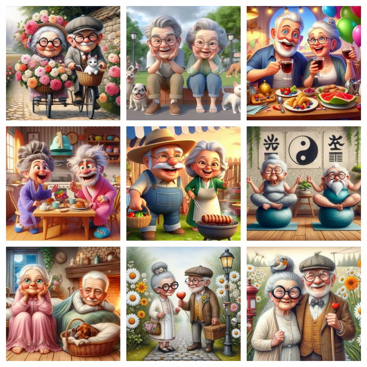 Cartoon Happy Old Couple 5D Fu - Embroidery Garments recensione e prezzo