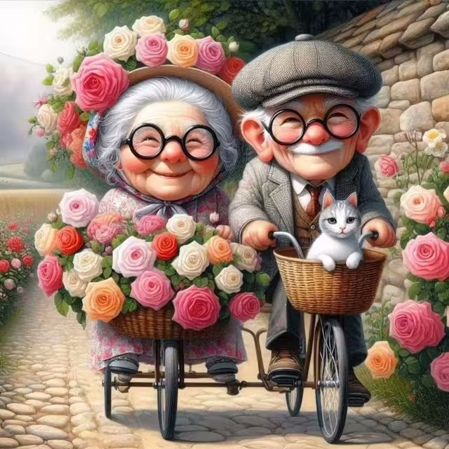 Cartoon Happy Old Couple 5D Fu - Embroidery Garments recensione e prezzo