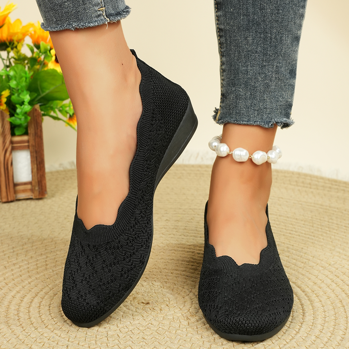 Women's Breathable Knit Flats  - Embroidery Flat Shoes recensione e prezzo