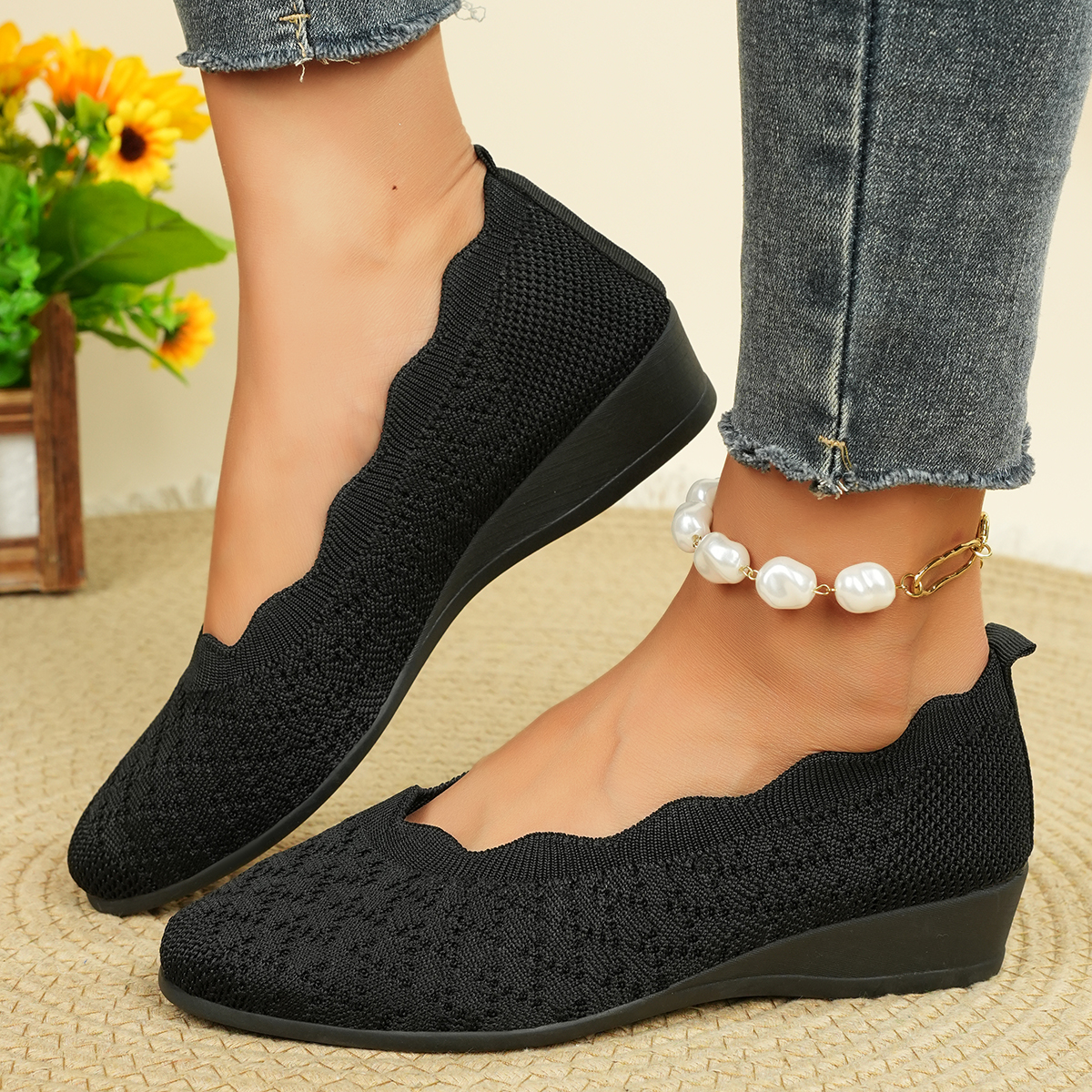 Women's Breathable Knit Flats  - Embroidery Flat Shoes recensione e prezzo