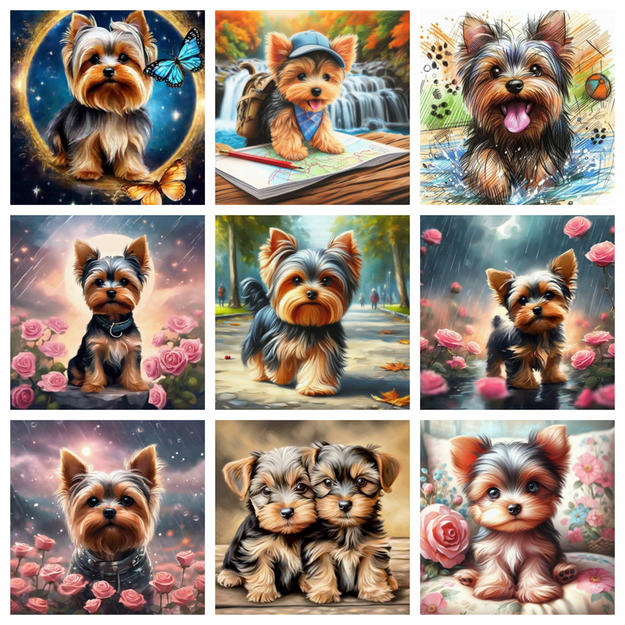 Yorkshire Terrier Dog 5D DIY D - Embroidery Garments recensione e prezzo