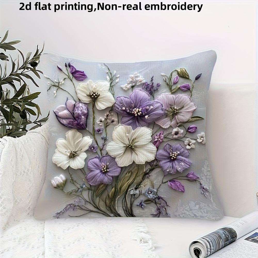 2D Effect Purple White Flower  - Embroidery Effect recensione e prezzo
