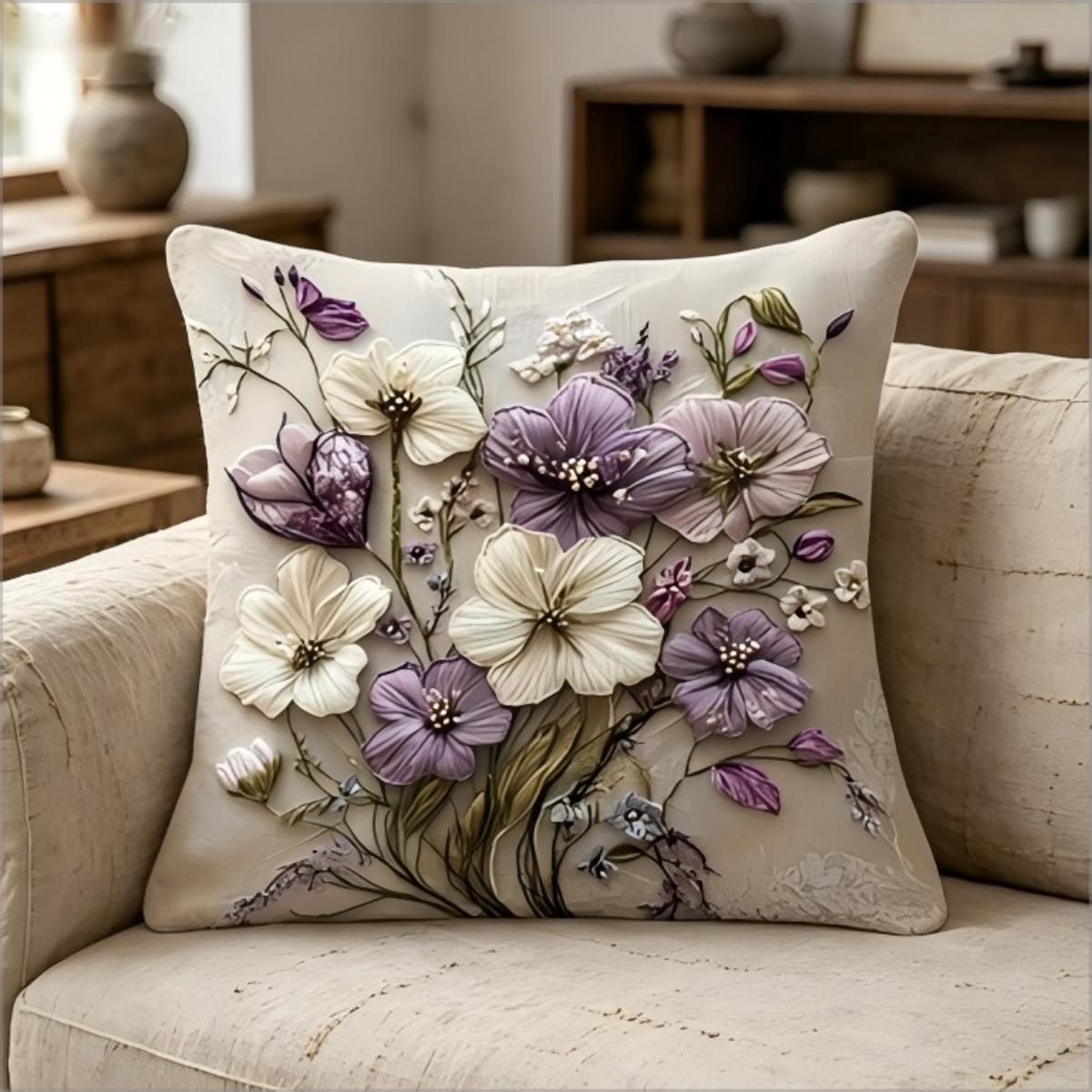 2D Effect Purple White Flower  - Embroidery Effect recensione e prezzo