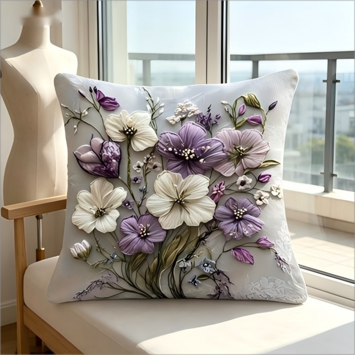 2D Effect Purple White Flower  - Embroidery Effect recensione e prezzo