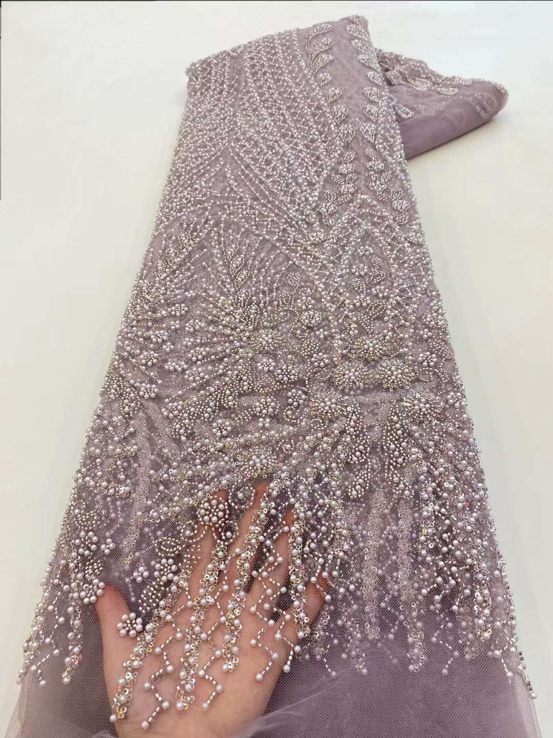 Brown Sequin Beaded Embroidery - Embroidery Net Fabric recensione e prezzo