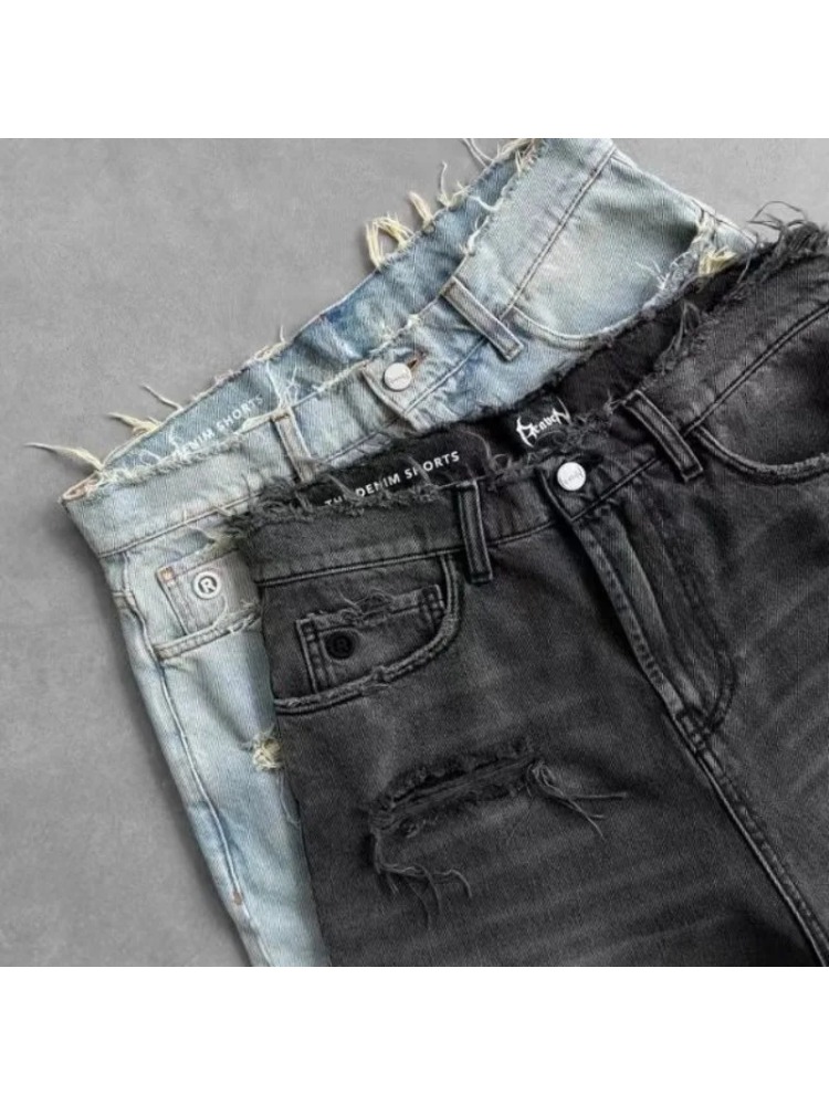 2026 Washed Ripped Short Jeans - Embroidery Effect recensione e prezzo