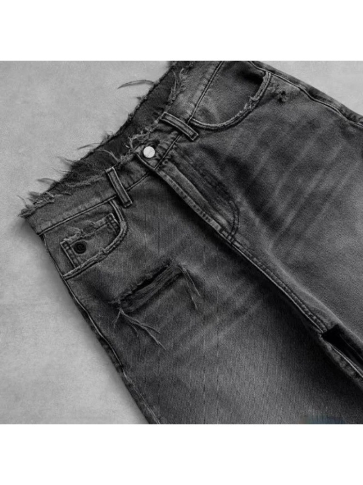 2026 Washed Ripped Short Jeans - Embroidery Effect recensione e prezzo