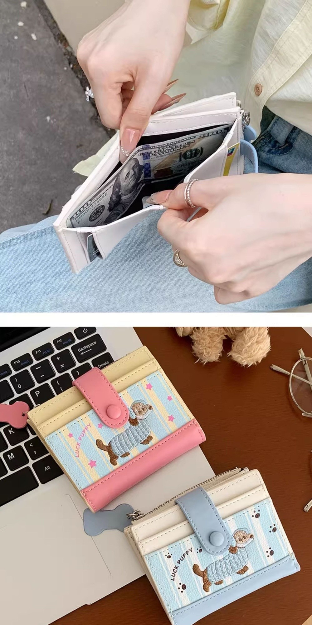 Korean Style Dachshund Embroid - Embroidery Wallet recensione e prezzo