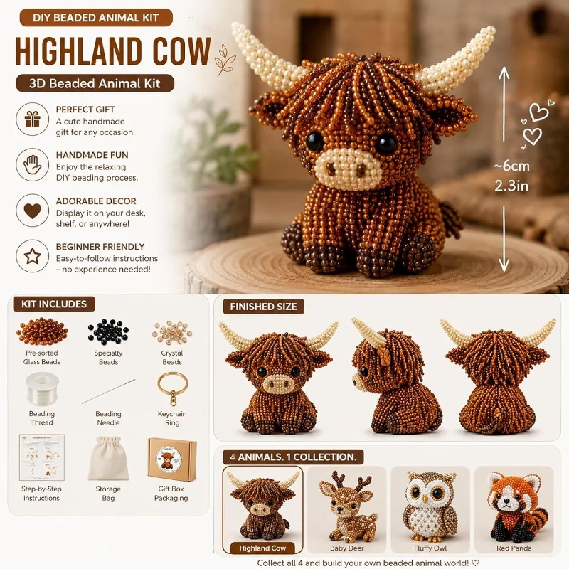 Tiny 3D Beaded Animal DIY Kit  - Embroidery For Beginners recensione e prezzo