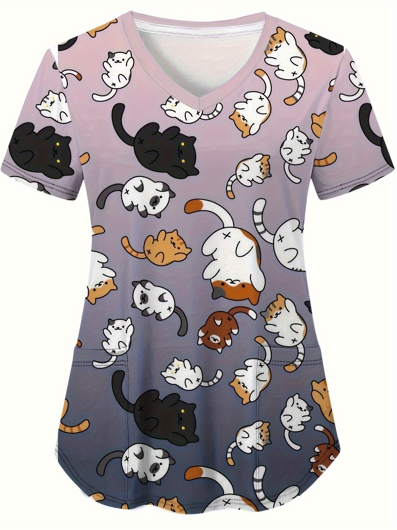 Heart Print V-Neck Stretchy Me - Embroidery Uniforms recensione e prezzo