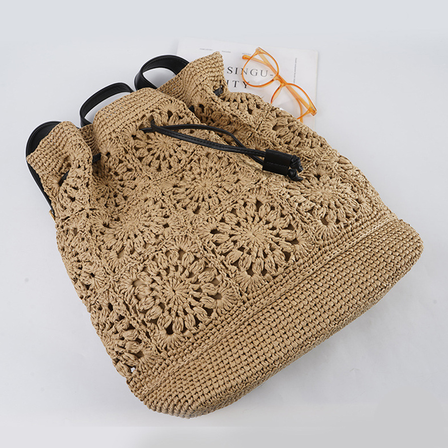 Straw Drawstring Backpack Summ - Embroidery Bali recensione e prezzo