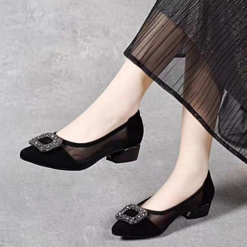 Elegant Pointed Toe Mesh Block - Embroidery Flat Shoes recensione e prezzo
