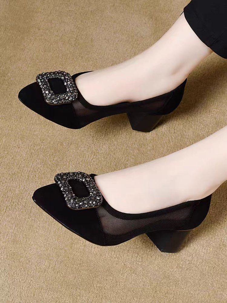 Elegant Pointed Toe Mesh Block - Embroidery Flat Shoes recensione e prezzo