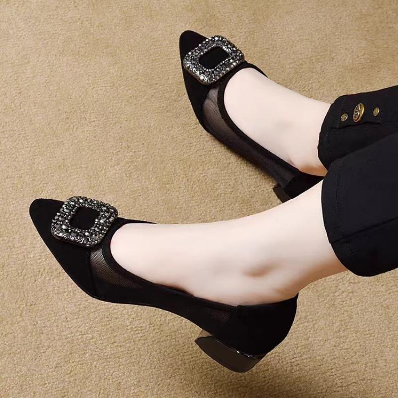 Elegant Pointed Toe Mesh Block - Embroidery Flat Shoes recensione e prezzo