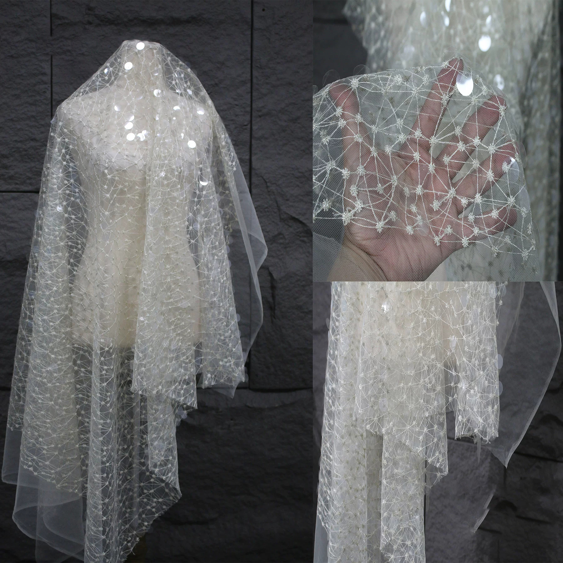 1yard Sequin embroidery thread - Embroidery Net Fabric recensione e prezzo